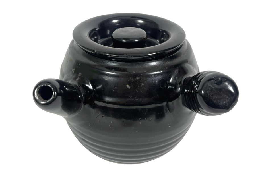 Vintage Side Handled Asian Teapot Tea Pot Pottery 8W X 8H [Photo 1]