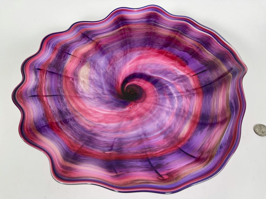 Signed Studio Art Glass Wall Mounted Decor Signed On Back In Manner Of