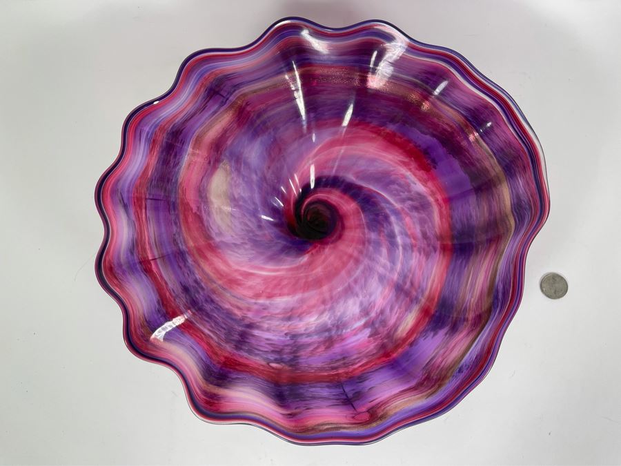 Signed Studio Art Glass Wall Mounted Decor Signed On Back In Manner Of