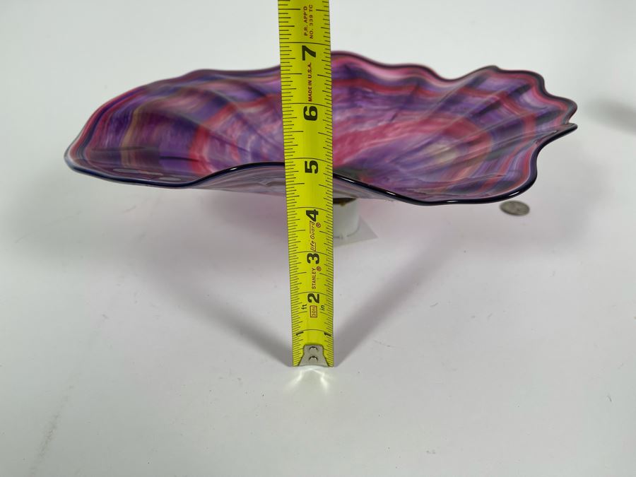 Signed Studio Art Glass Wall Mounted Decor Signed On Back In Manner Of