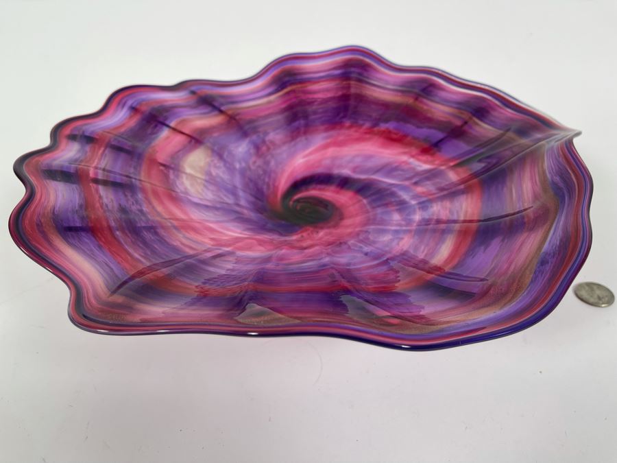 Signed Studio Art Glass Wall Mounted Decor Signed On Back In Manner Of