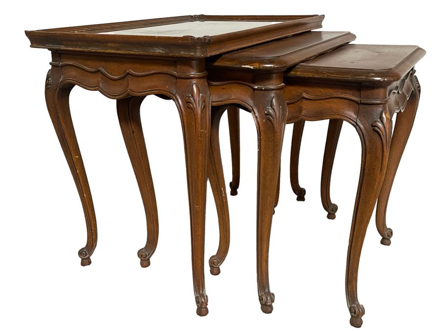 Vintage Wooden Nesting Tables 27W X 18D X 24H