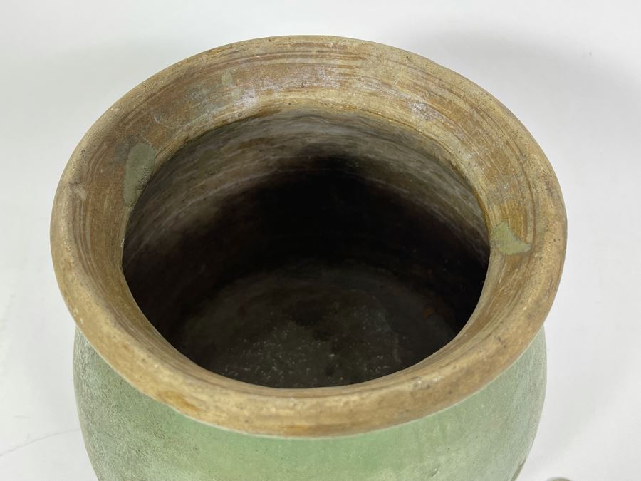 Vintage Green Glazed Flower Pot 9W X 8H [Photo 6]