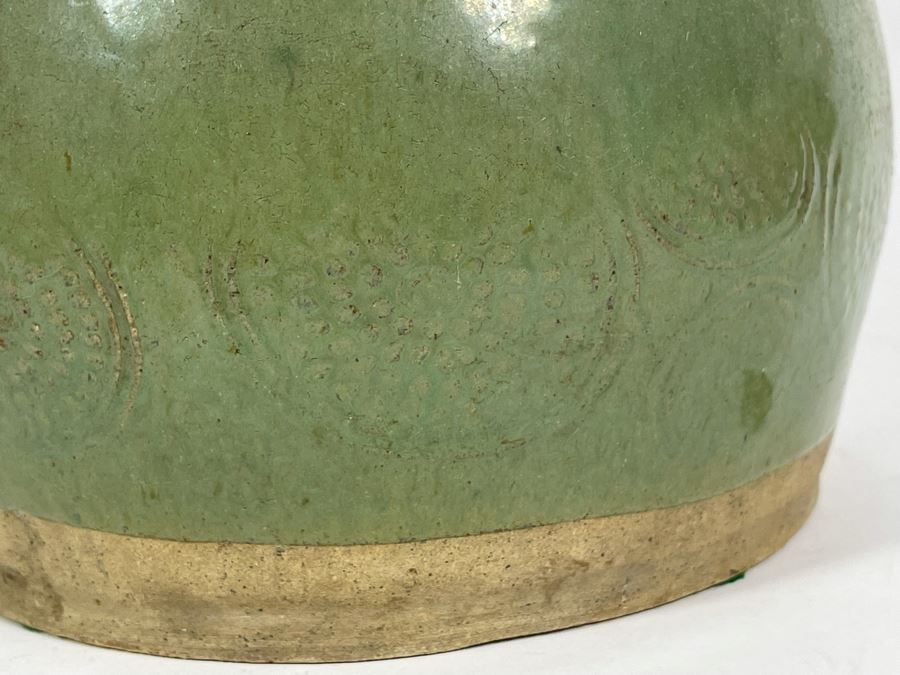 Vintage Green Glazed Flower Pot 9W X 8H [Photo 3]