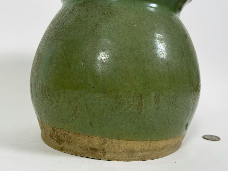 Vintage Green Glazed Flower Pot 9W X 8H [Photo 5]