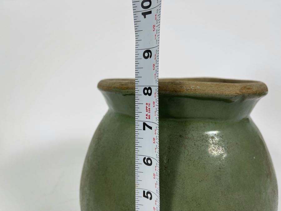 Vintage Green Glazed Flower Pot 9W X 8H [Photo 9]