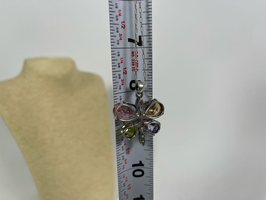 Sterling Silver Butterfly Pendant With 16' Sterling Chain Necklace 15g [Photo 9]