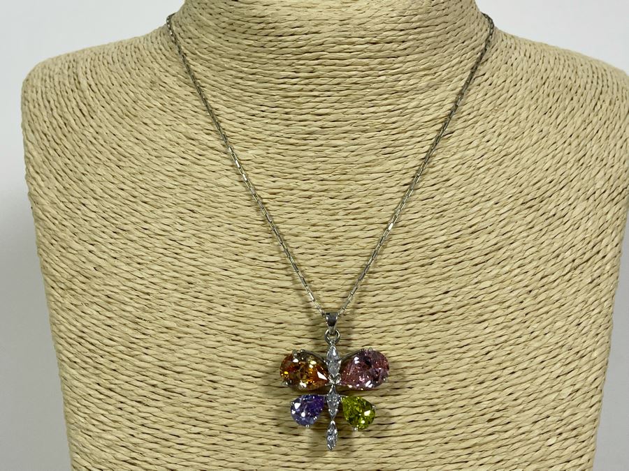 Sterling Silver Butterfly Pendant With 16' Sterling Chain Necklace 15g [Photo 4]