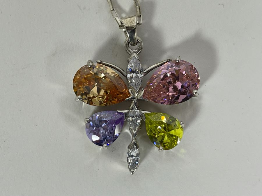 Sterling Silver Butterfly Pendant With 16' Sterling Chain Necklace 15g [Photo 6]
