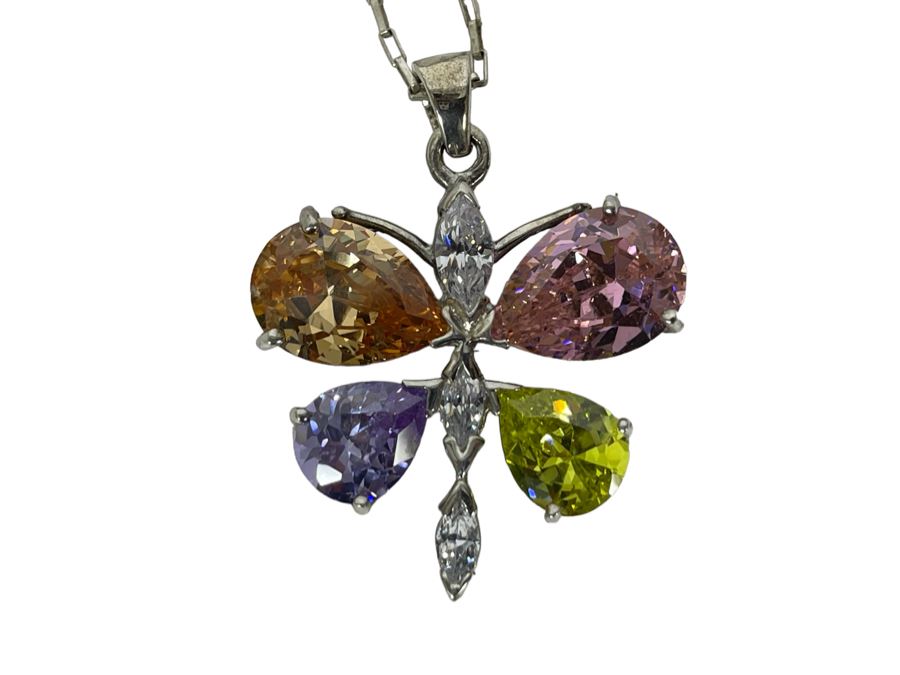 Sterling Silver Butterfly Pendant With 16' Sterling Chain Necklace 15g [Photo 3]