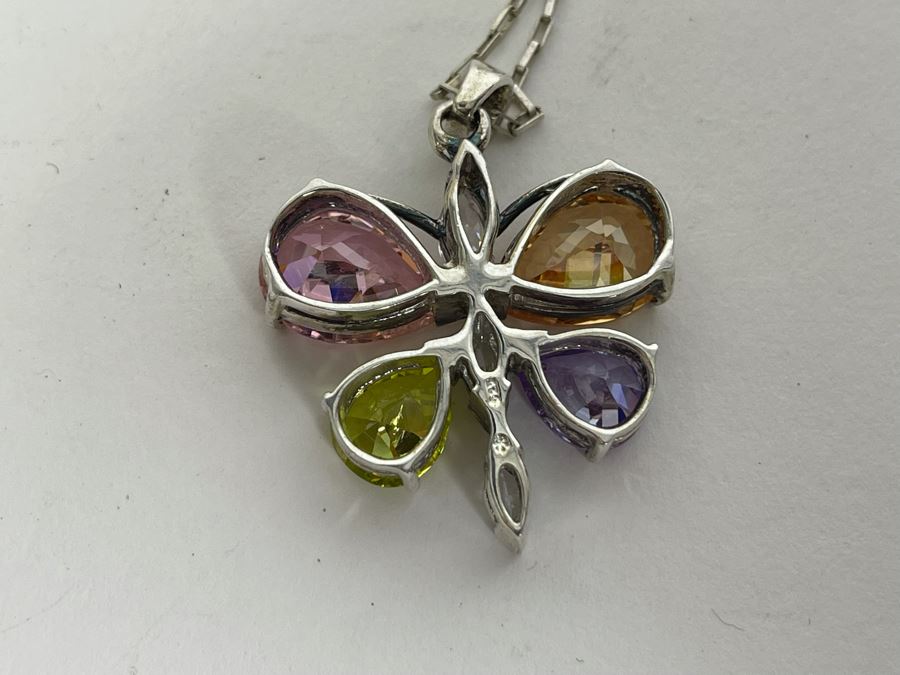 Sterling Silver Butterfly Pendant With 16' Sterling Chain Necklace 15g [Photo 7]