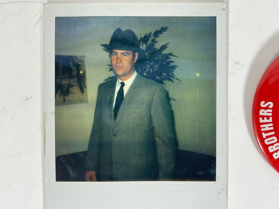 Original Candid Photography Shot Of Dan Aykroyd Posing As Elwood Blues In The Blues Brothers Movie Plus Six Blues Brothers Buttons [Photo 3]