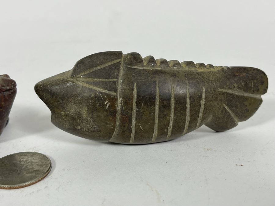 Vintage Hand Carved Stone Turtle And Fish [Photo 5]