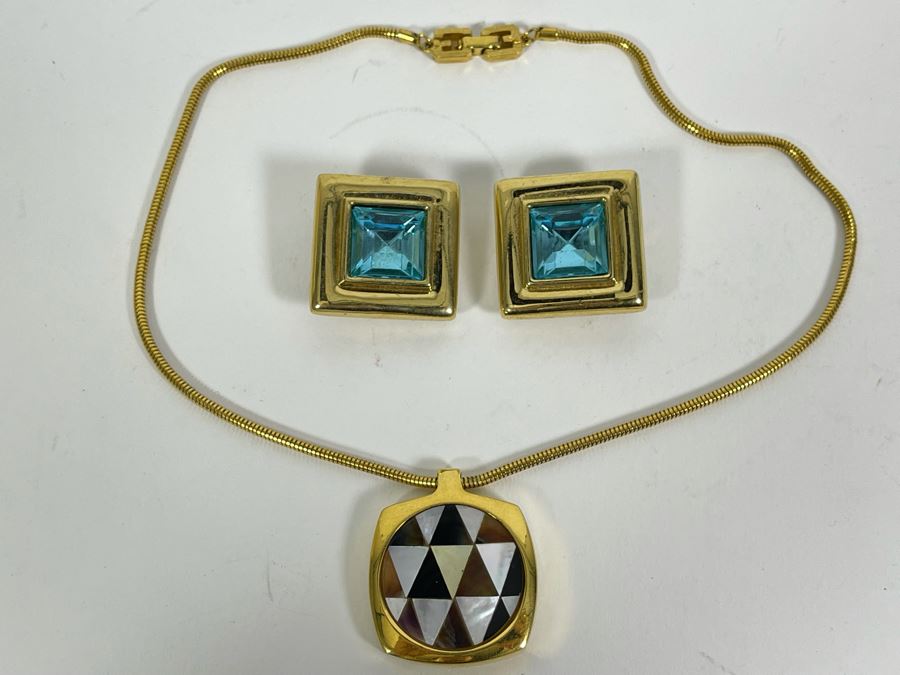 Vintage Givenchy Pendant Necklace And Earrings [Photo 4]