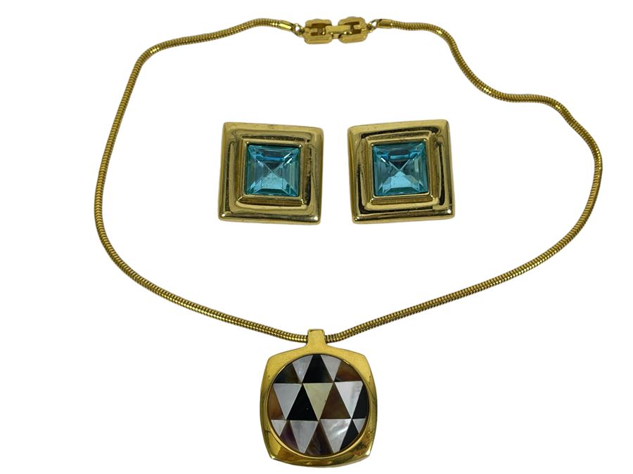 Vintage Givenchy Pendant Necklace And Earrings [Photo 2]