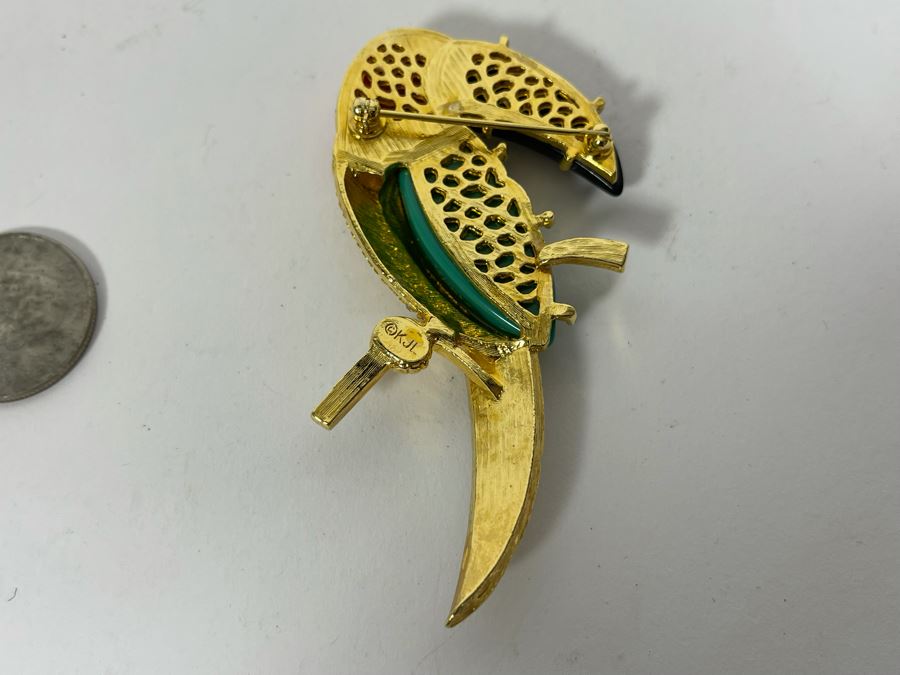 KJL Kenneth Jay Lane Parrot Bird Brooch Pin [Photo 5]
