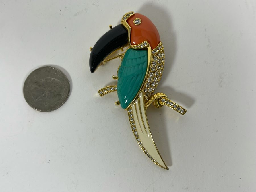 KJL Kenneth Jay Lane Parrot Bird Brooch Pin [Photo 3]
