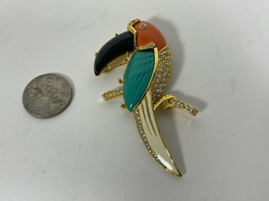 KJL Kenneth Jay Lane Parrot Bird Brooch Pin [Photo 4]