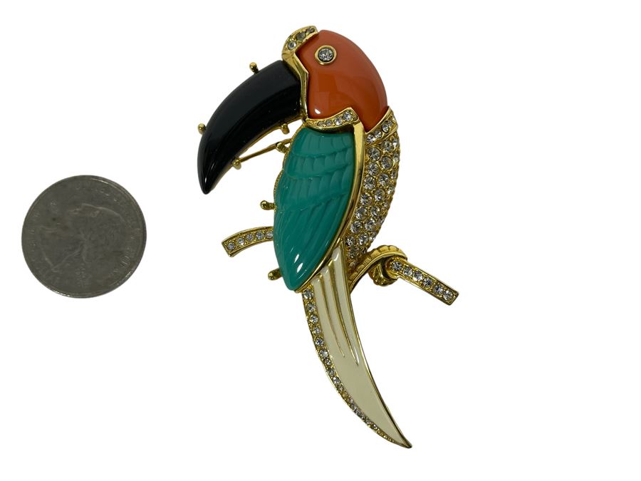 KJL Kenneth Jay Lane Parrot Bird Brooch Pin [Photo 1]