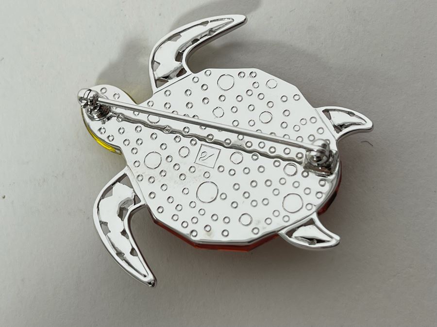 Vintage Laurel Burch Lion Leonardo Brooch Pin And Swarovski Crystal Turtle Brooch Pin [Photo 9]