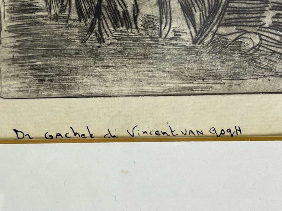 Portrait Of Doctor Gachet Or Man With A Pipe Etching After Vincent Van Gogh 6.8 X 8 Framed 16 X 20 [Photo 9]