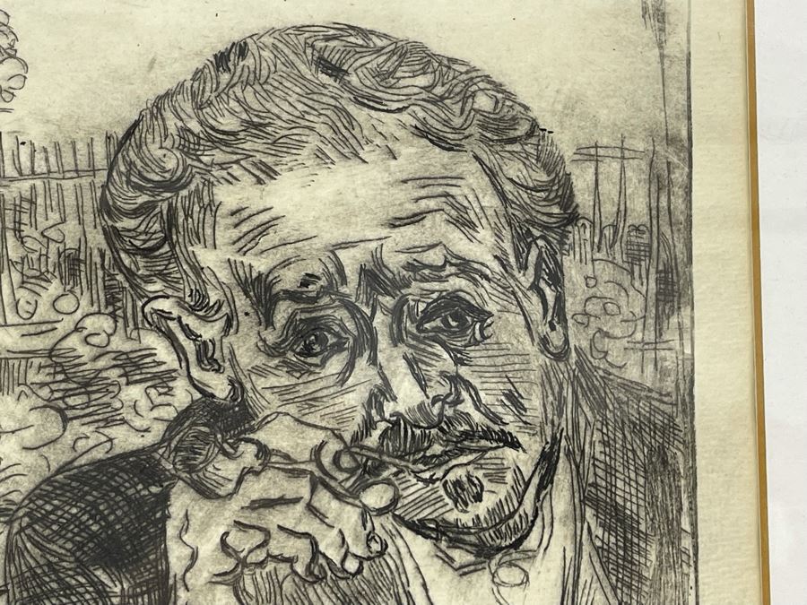 Portrait Of Doctor Gachet Or Man With A Pipe Etching After Vincent Van Gogh 6.8 X 8 Framed 16 X 20 [Photo 4]