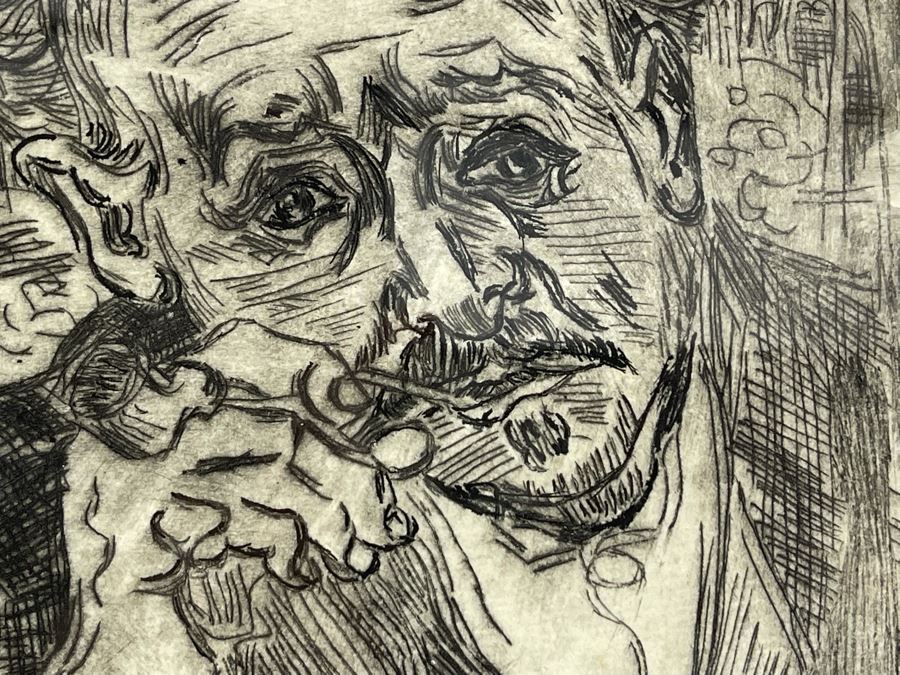 Portrait Of Doctor Gachet Or Man With A Pipe Etching After Vincent Van Gogh 6.8 X 8 Framed 16 X 20 [Photo 8]