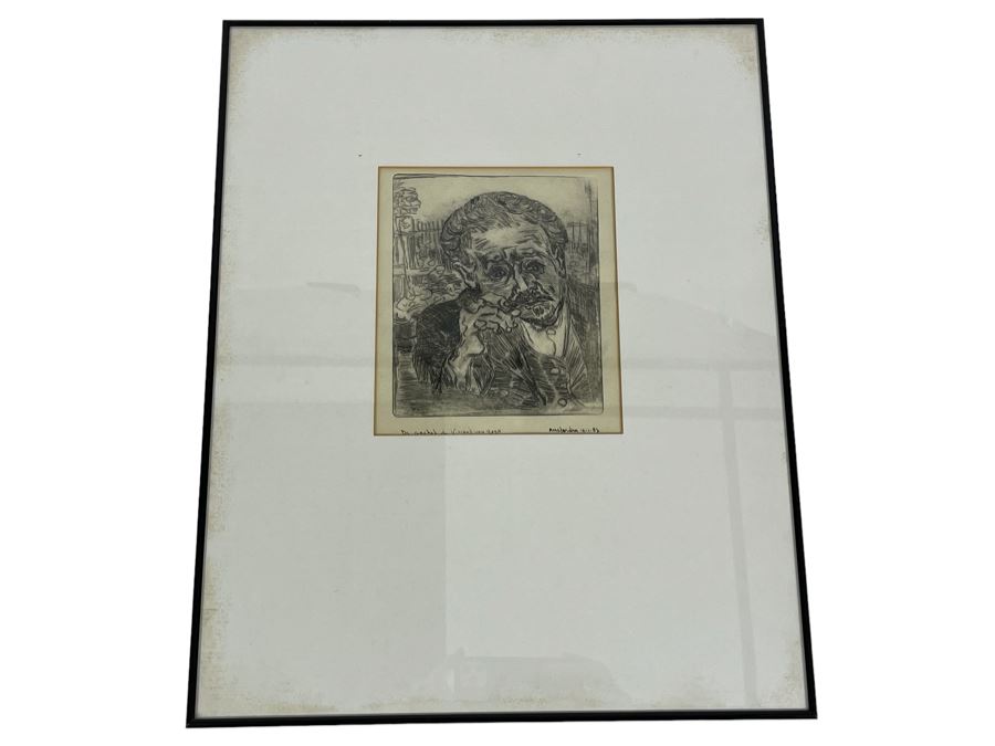 Portrait Of Doctor Gachet Or Man With A Pipe Etching After Vincent Van Gogh 6.8 X 8 Framed 16 X 20 [Photo 2]