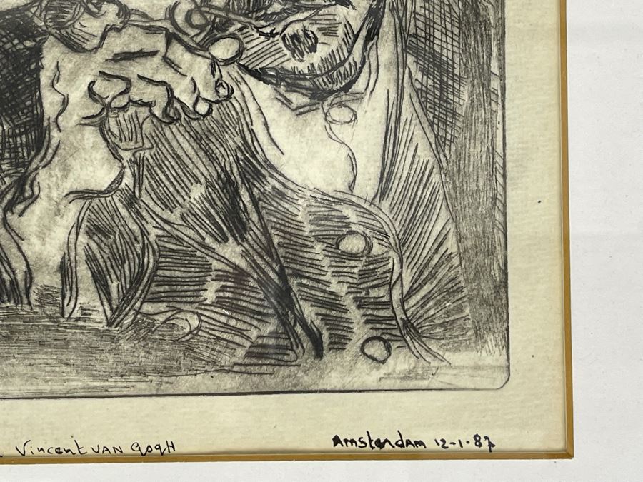 Portrait Of Doctor Gachet Or Man With A Pipe Etching After Vincent Van Gogh 6.8 X 8 Framed 16 X 20 [Photo 7]