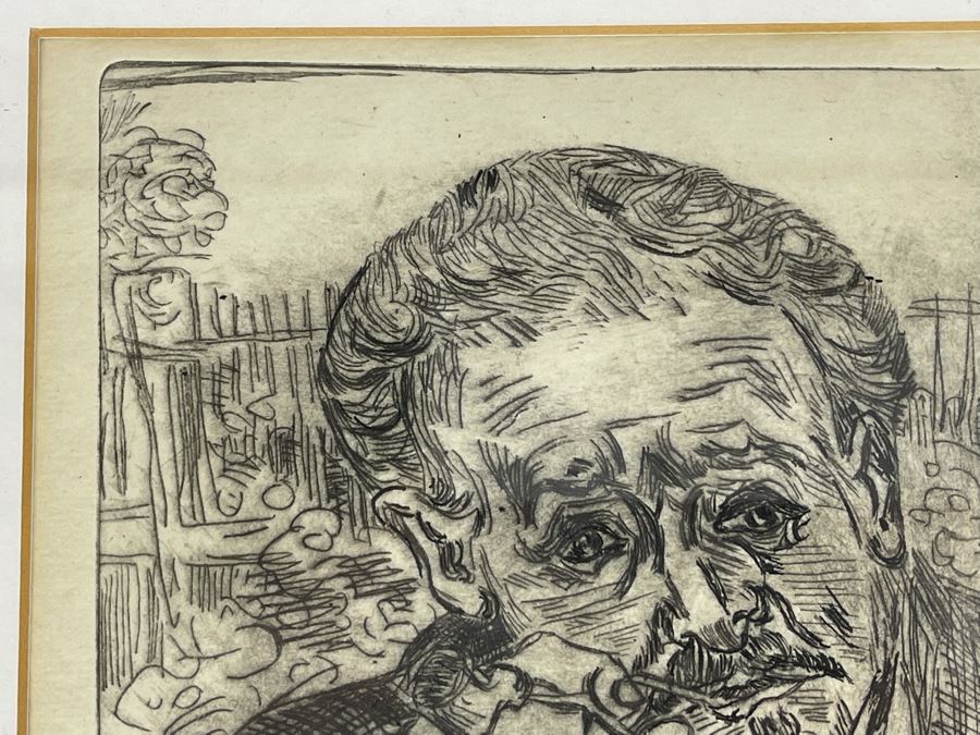 Portrait Of Doctor Gachet Or Man With A Pipe Etching After Vincent Van Gogh 6.8 X 8 Framed 16 X 20 [Photo 5]