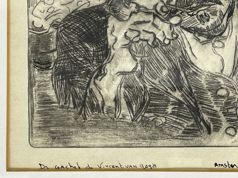 Portrait Of Doctor Gachet Or Man With A Pipe Etching After Vincent Van Gogh 6.8 X 8 Framed 16 X 20 [Photo 6]