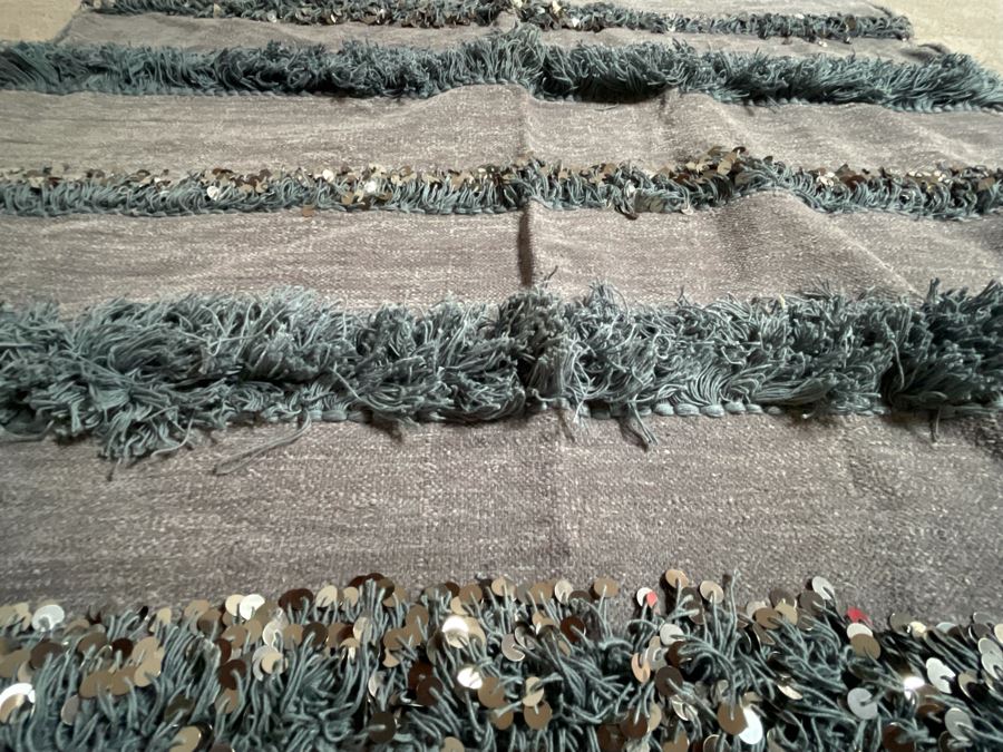 Moroccan Wedding Blanket With Metal Sequins Made Of 100% Quality Cotton 84 X 45 Retails $295 [Photo 3]
