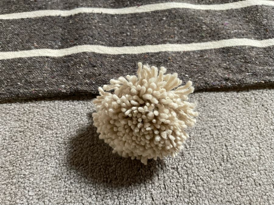 Moroccan Pom Pom Hand-Woven Blanket Made Of 100% Quality Cotton Size Large 114 X 77 Retails $210 [Photo 2]