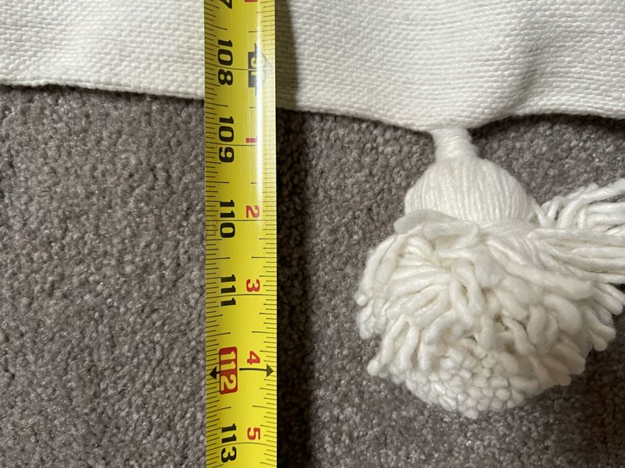 Moroccan Pom Pom Hand-Woven Blanket Made Of 100% Quality Cotton Size Large 112 X 77 Retails $210 [Photo 5]