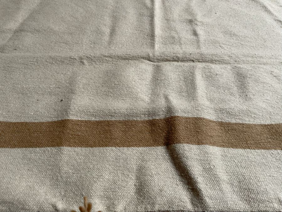 Moroccan Pom Pom Hand-Woven Blanket Made Of 100% Quality Cotton Size Small 58 X 53 Retails $140 [Photo 3]