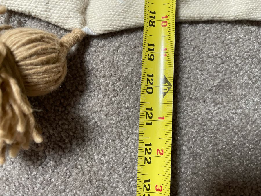 Moroccan Pom Pom Hand-Woven Blanket Made Of 100% Quality Cotton Size Large 122 X 77 Retails $210 [Photo 5]