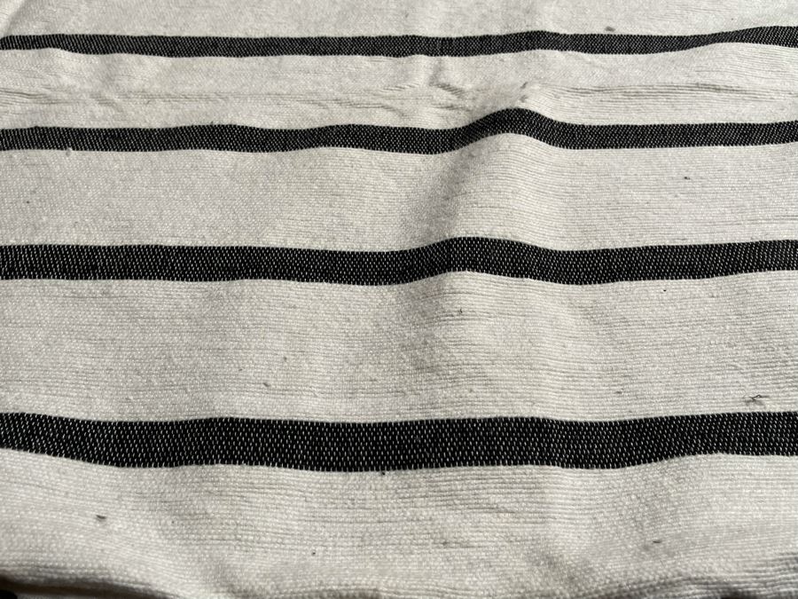 Moroccan Pom Pom Hand-Woven Blanket Made Of 100% Quality Cotton Size Small 62 X 55 Retails $140 [Photo 3]