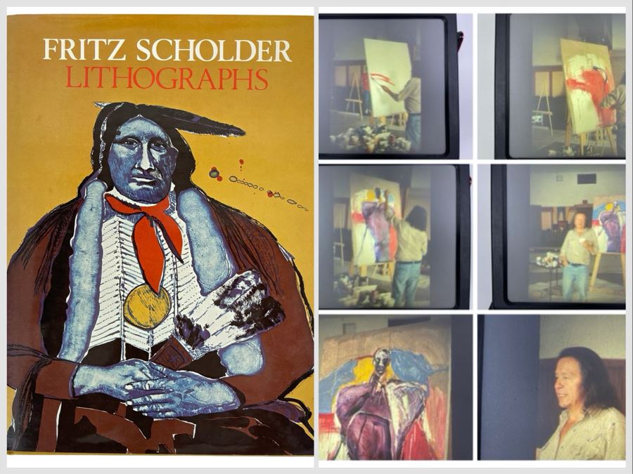 First Edition 1975 Fritz Scholder Lithographs Artist Hardcover Book Plus Seven Original Film Slides Showing The Artist Painting An Original Painting From Start To Completion [Photo 1]