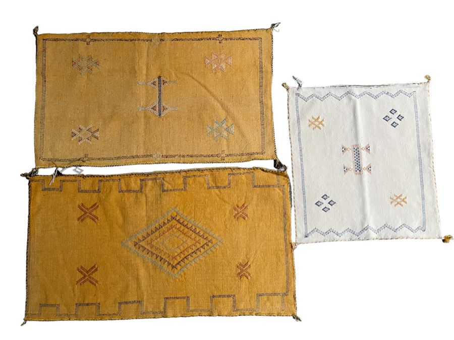 (3) Moroccan Sabra Cactus Silk Pillow Covers Accent Throws Apx 36 X 19 / 20 X 20 Retails $375 [Photo 1]
