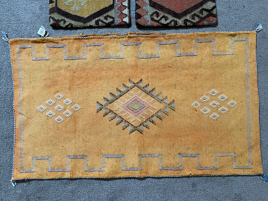 (1) Large Moroccan Sabra Cactus Silk Pillow Covers Accent Throw Apx 36 X 20 & (2) Turkish Kilim Pillow Covers 12 X 24 Retails $274 [Photo 3]