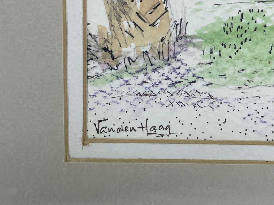 Original Signed Framed Watercolor Painting By Maria 'Van Den Haag' Becker 15.5 X 11.5 Frame Measures 21 X 17 [Photo 3]