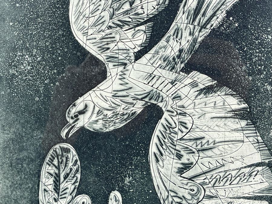 Hand Signed Print Of Birds Artist Signature Illegible 10 X 16 Framed 17 X 24 [Photo 6]