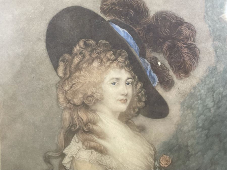 Vintage Hand Signed / Hand Colored Etching Of A Portrait Of Georgiana, Duchess Of Devonshire By Thomas Gainsborough 11 X 15 Framed 16.5 X 21.5 [Photo 4]