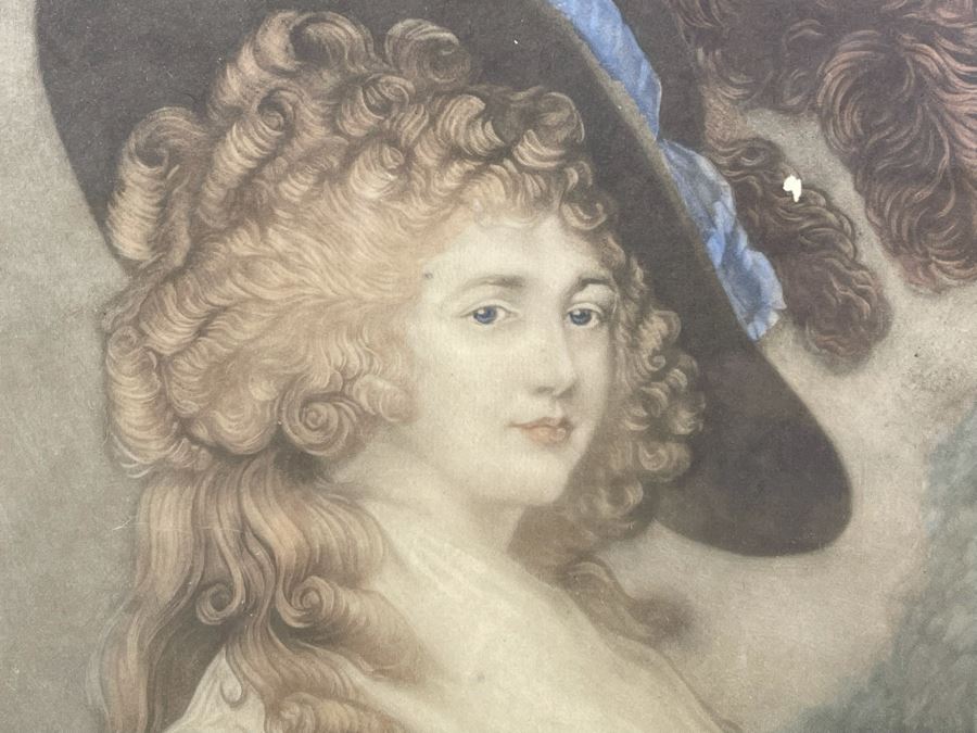 Vintage Hand Signed / Hand Colored Etching Of A Portrait Of Georgiana, Duchess Of Devonshire By Thomas Gainsborough 11 X 15 Framed 16.5 X 21.5 [Photo 5]