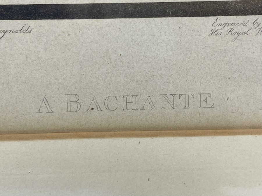 A Bachante Mezzotint Etching Engraved By J R Smith Mezzotint Engraver To His Royal Highness The Prince Of Wales Painted By Sir Joshua Reynolds 9 X 11 In Vintage Gilt Wooden Frame 15 X 17.5 [Photo 5]