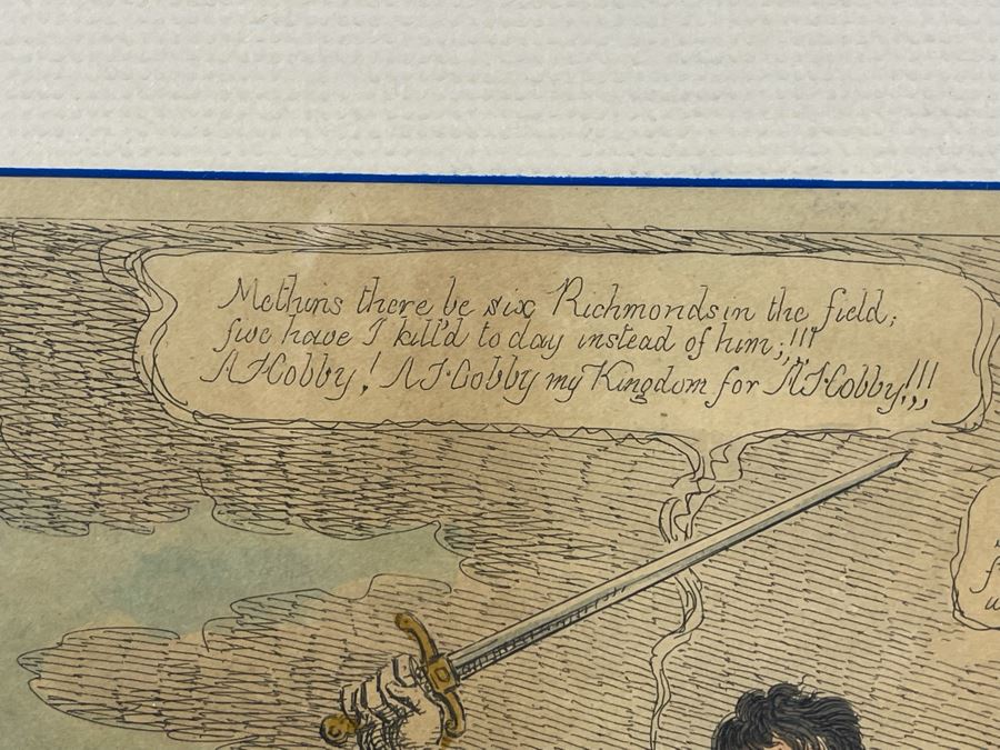 Vintage London Etching Titled New Reading Or Shakespeare Improved Humbly Dedicated To The Keen Critic Of Drury Lane By A Poor Author 13.5 X 9.5 Framed 23 X 19 [Photo 6]