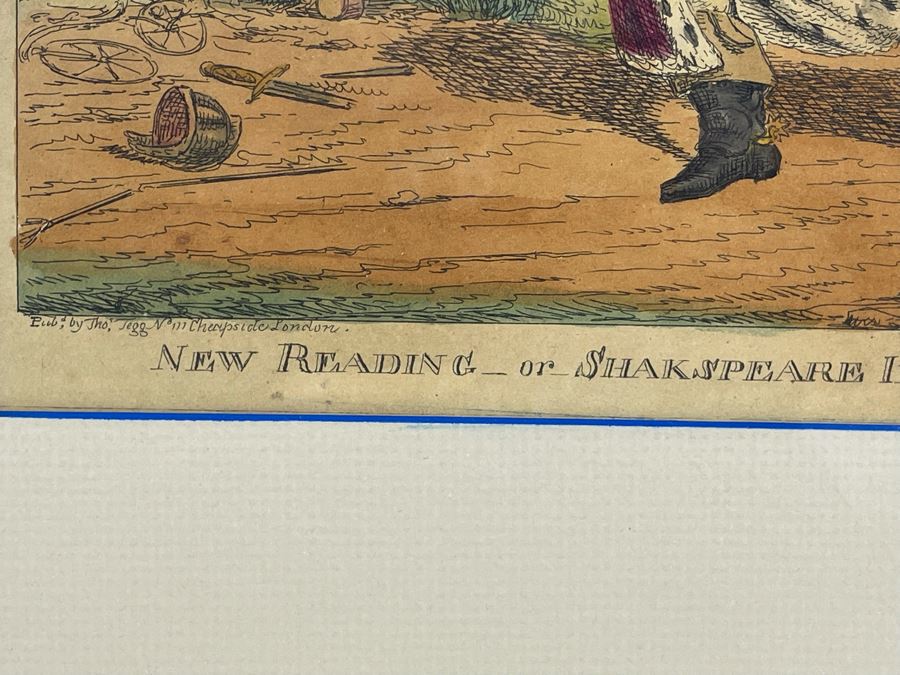 Vintage London Etching Titled New Reading Or Shakespeare Improved Humbly Dedicated To The Keen Critic Of Drury Lane By A Poor Author 13.5 X 9.5 Framed 23 X 19 [Photo 9]