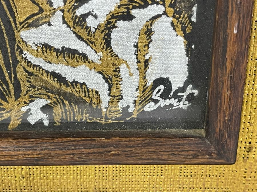 Pair Of Vintage 1970s Thai Paintings On Silk In Mid-Century Frames 25 X 25 [Photo 6]