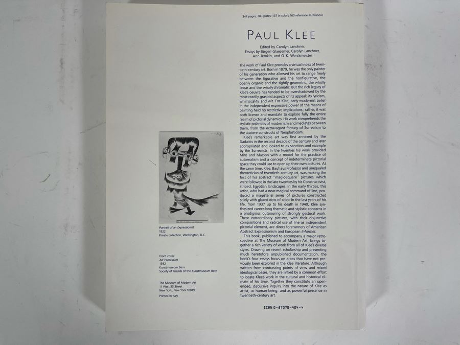 Paul Klee Softcover Art Book From The Museum Of Modern Art, New York Second Printing 1987 [Photo 12]