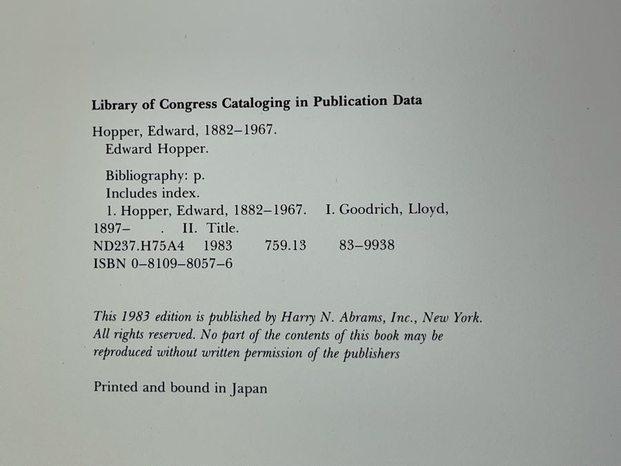 1983 Edward Hopper Hardcover Artist Book [Photo 5]